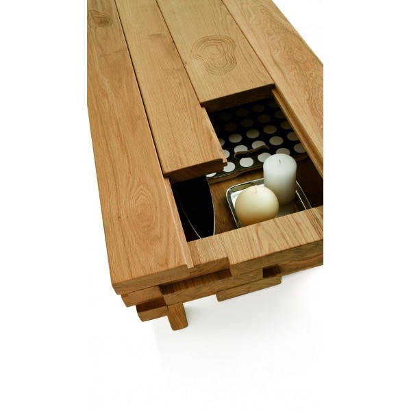 Table Basse Coffre Contemporaine Design Italien Chene Massif