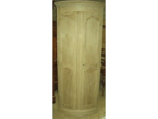 Encoignure cintr&eacute;e 2 portes en ch&ecirc;ne brut