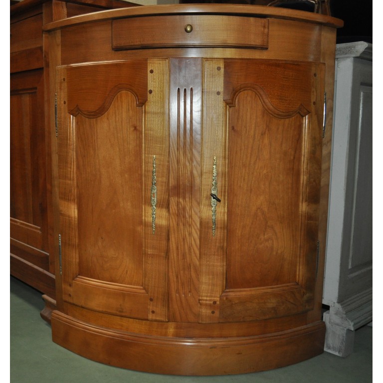 Encoignure d'appui cintr&eacute;e neuve en merisier massif