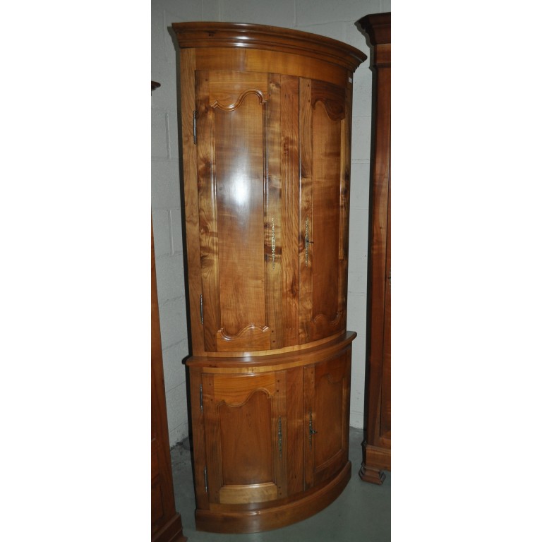 Encoignure cintr&eacute;e 2 corps en merisier blond