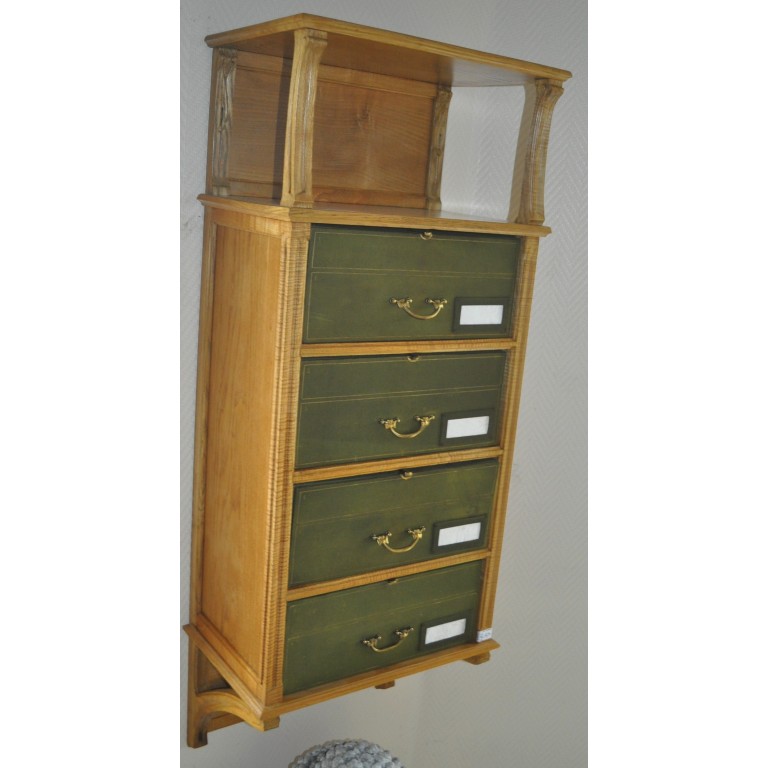 Cartonnier &agrave; suspendre &eacute;poque Art Nouveau en fr&ecirc;ne