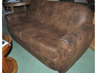 Ensemble salon 3 pi&egrave;ces Club neuf en tissu vieux cuir us&eacute;