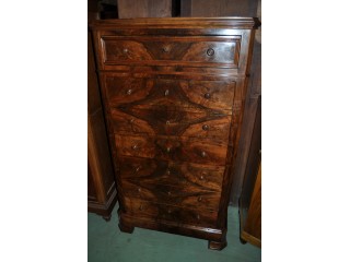 Semainier &eacute;poque Napol&eacute;on III en noyer et ronce de noyer