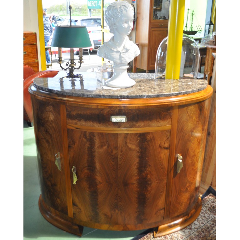Buffet 1/2 lune de style Art d&eacute;co en noyer
