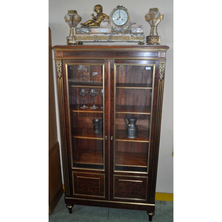Petite vitrine 2 portes style Louis XVI époque Nap III en acajou