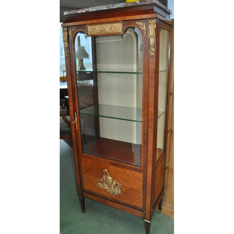 Argentier vitrine marquet&eacute; &eacute;poque 1900