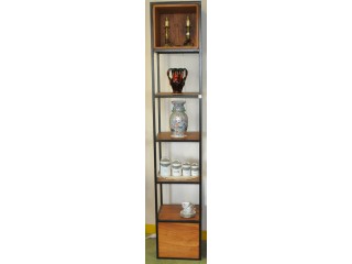 Module &eacute;tag&egrave;re verticale fer et bois style vintage industriel