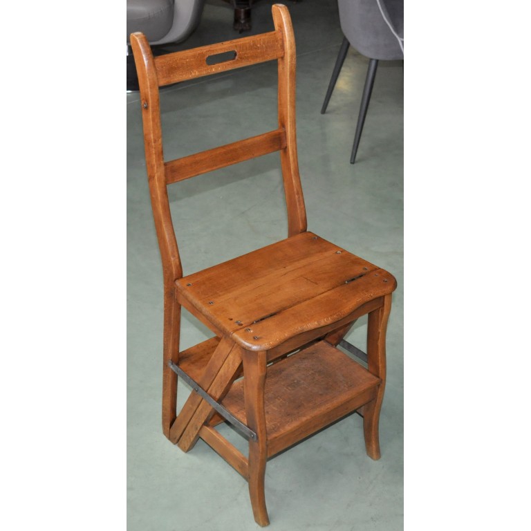 Chaise escabeau de m&eacute;tier ancienne