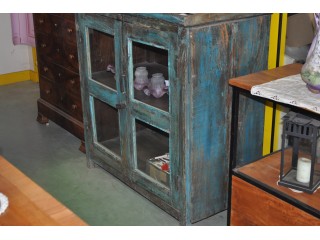 Meuble ancien des INDES a platine d'origine bleut&eacute;